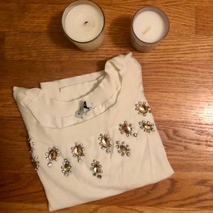 NWT | Bebe Bejeweled White Top